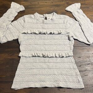 Ella Moss Light Gray Knit Ruffle Top